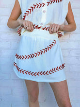 Load image into Gallery viewer, Queen Of Sparkles White &amp; Red Beaded Baseball Stitch Knit Skirt