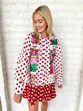 Load image into Gallery viewer, Queen Of Sparkles Red &amp; White Polka Dot Metallic Nutcracker Button Up Cotton
Dress