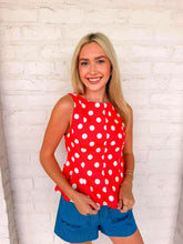 Load image into Gallery viewer, Cherry On Top Red Polka Dot Top