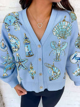 Load image into Gallery viewer, Queen Of Sparkles Light Blue Shell Ornament Cardigan