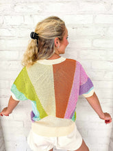 Load image into Gallery viewer, Queen Of Sparkles Sunshine Rainbow Rhinestone Short Sleeve Sweater