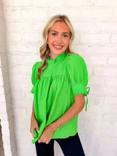 Load image into Gallery viewer, Seersucker Sweetness Green Top
