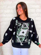 Load image into Gallery viewer, Queen Of Sparkles Black &amp; White Ghost QOS Card Sweatshirt