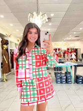 Load image into Gallery viewer, Queen Of Sparkles Red, Green, Ivory Plaid Button Up