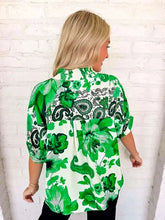Load image into Gallery viewer, Paisley Print Floral Green Top