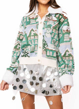 Load image into Gallery viewer, Queen Of Sparkles Multi Snowy Village Cardigan with Fur Collar