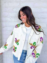 Load image into Gallery viewer, Mardi Gras Mambo White Corduroy Jacket