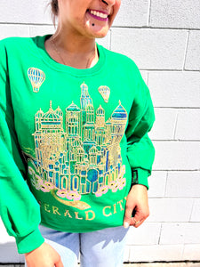Queen of Sparkles x Wicked Emerald City sequin sweatshirt green gold