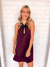 Load image into Gallery viewer, Flourish Remains Burgundy Polka Dot Dress