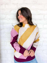 Load image into Gallery viewer, Moments Ahead Mustard/Grey Stripe Sweater