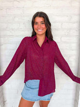 Load image into Gallery viewer, Queen Of Sparkles Maroon Rhinestone Button Up Top