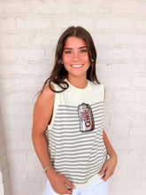 Load image into Gallery viewer, Queen Of Sparkles Licensed White &amp; Grey Striped Diet Coke Knit Tank
