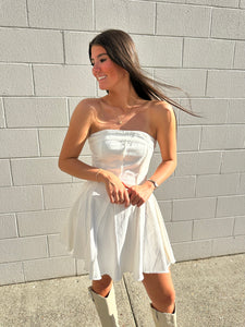 Denim Lover White Strapeless Dress