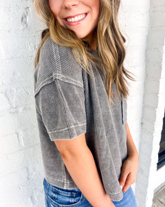 Wanting To Stay Charcoal Top