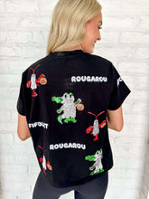 Load image into Gallery viewer, Jordan Amanda Halloween Cajun Crawfish, Alligator, Rougarou Sparkle Top