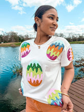 Load image into Gallery viewer, Queen Of Sparkles White Groovy Egg Tee