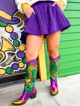 Load image into Gallery viewer, Metallic Mardi Gras Cowboy Boots