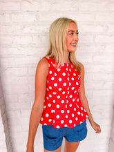Load image into Gallery viewer, Cherry On Top Red Polka Dot Top