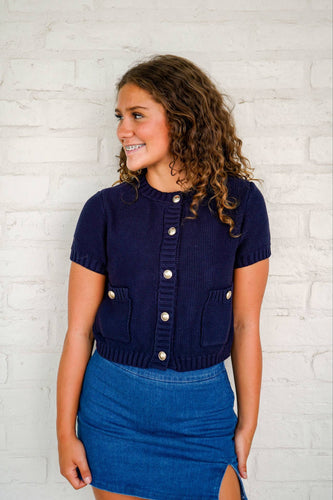 Business As Usual Navy Cardigan