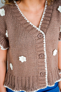 Falling Behind Brown Cardigan