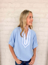 Load image into Gallery viewer, Fair Enough Light Blue Stripe Top