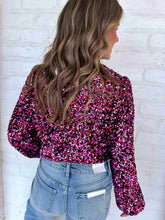 Load image into Gallery viewer, Hoping You Stay Magenta Sequin Top