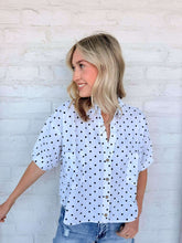 Load image into Gallery viewer, Love It White Polka Dot Top