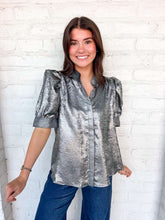 Load image into Gallery viewer, Just Because Charcoal Metallic Top
