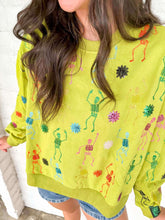 Load image into Gallery viewer, Queen Of Sparkles Lime Green Multi Skeleton Sweatshirt