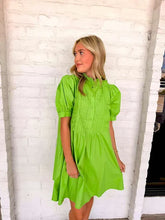 Load image into Gallery viewer, Deal With It Green Puff Sleeve Dress