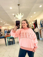 Load image into Gallery viewer, Give Thanks Peach Gingham Pullover