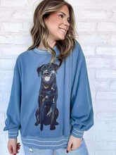 Load image into Gallery viewer, Queen Of Sparkles Dusty Blue Black Lab Sweatshirt