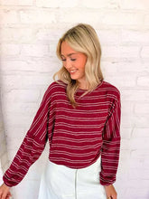 Load image into Gallery viewer, Light Up The Sky Burgundy Stripe Top
