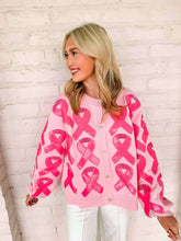 Load image into Gallery viewer, Queen Of Sparkles Pink Breast Cancer Ribbon Cardigan