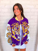 Load image into Gallery viewer, Queen Of Sparkles LSU Bomber Jacket