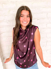 Load image into Gallery viewer, Leave Me There Plum Polka Dot Top