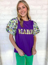 Load image into Gallery viewer, Mardi Gras Patch Bubble Sleeve Top