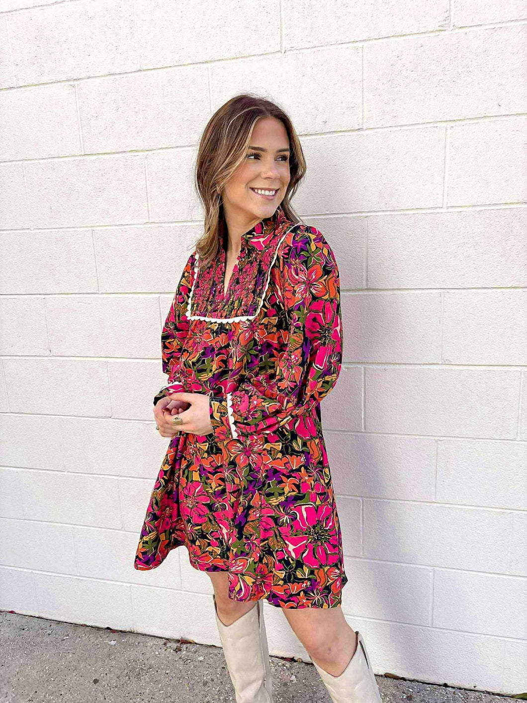 Fall Fever Black Floral Dress