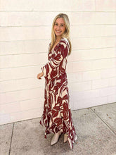 Load image into Gallery viewer, Fall Settings Brown Kimono Maxi Dress