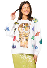 Load image into Gallery viewer, Queen Of Sparkles White Multi Butterfly Tiger Sweatshirt