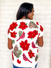 Load image into Gallery viewer, Queen Of Sparkles White Poinsettia and Pine Cone Tee