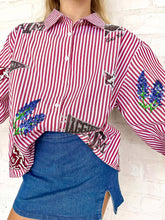 Load image into Gallery viewer, Queen Of Sparkles Texas A&amp;M Mini Icon Striped Button Down