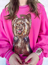 Load image into Gallery viewer, Queen Of Sparkles Hot Pink Yorkie Sweatshirt