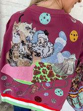 Load image into Gallery viewer, Queen Of Sparkles Maroon Multi Cats In Santa’s Sleigh Sweatshirt