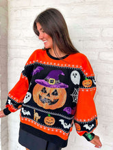 Load image into Gallery viewer, Queen Of Sparkles Orange Stripes Pumpkin Icon Sweatshirt