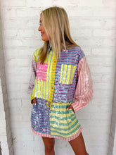 Load image into Gallery viewer, Queen Of Sparkles Multi Sequin Stripe Button Up Top