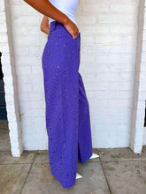 Load image into Gallery viewer, Queen Of Sparkles Purple Wide Leg Rhinestone Jeans