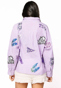 Queen Of Sparkles TCU Mini Icon Striped Button Down