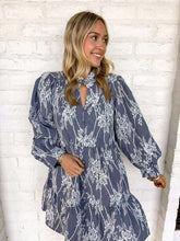 Load image into Gallery viewer, Floral Denim Blue Dress