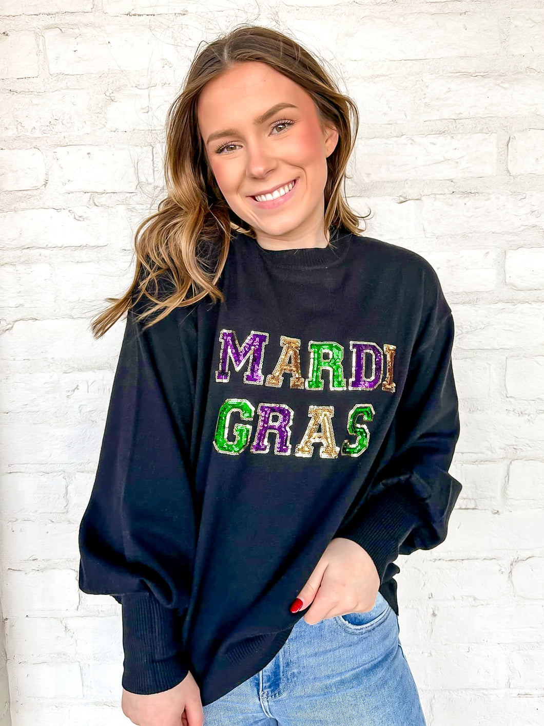 Mardi Gras Obsessed Black Top